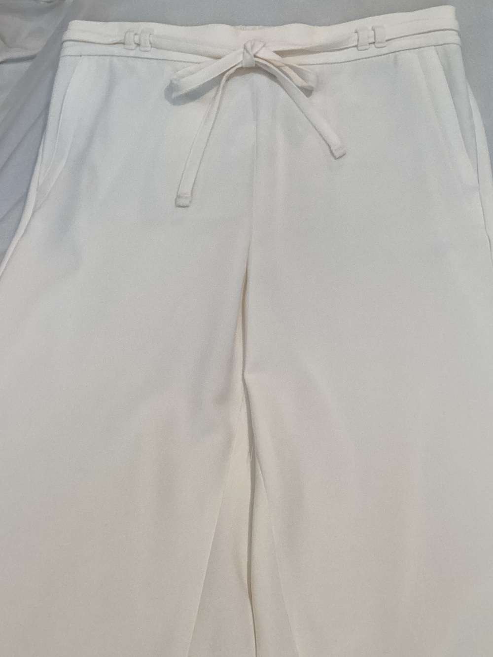 Talbots AirKnit Cream Wide-Leg Drawstring Pants